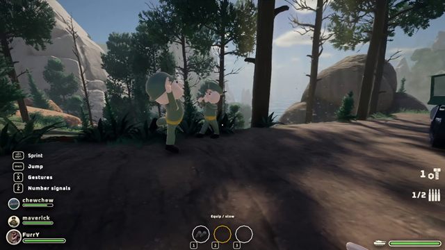 Two crewmates horsing around