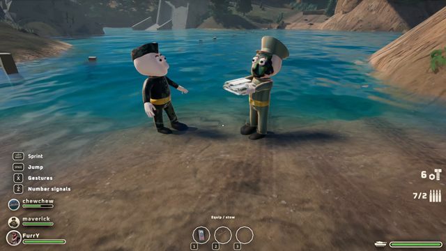 Two friends by the river